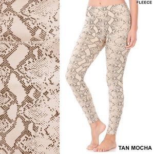 Trendy Snake print fleece leggings